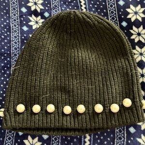 Banana Republic Women’s Black Winter Hat With Pearls Sewn On And One Size NWOT